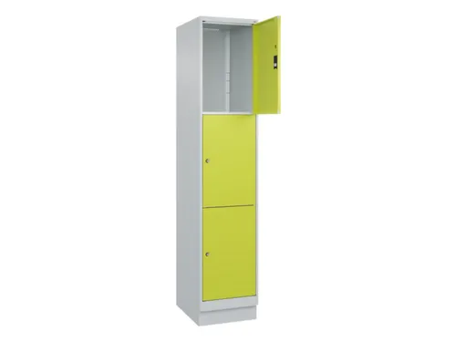 lockerkast,HxBxD 1950x400x500mm,1x3vakken,vak B 400mm,cil.-slot,sokkel