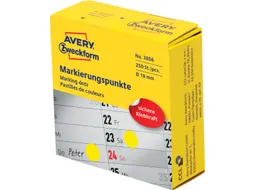 Avery marking dots, diameter 19mm, rol met 250 stuks, geel