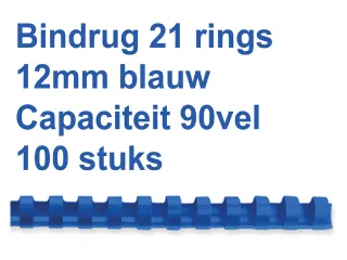 Bindrug Fellowes 12mm 21-rings A4 blauw 100stuks - 1
