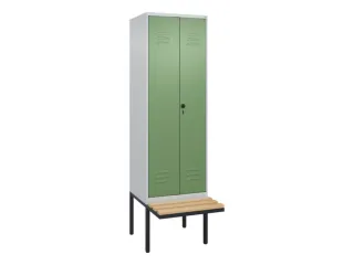 PBM-locker met bank,HxBxD 2120x600x815mm,2vak,vak B 300mm,draaigrendel - 1
