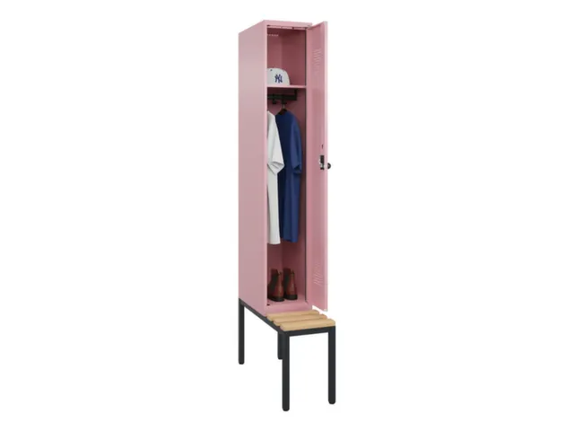 locker met bank,HxBxD 2120x300x815mm,1vak,vak B 300mm,draaigrendel