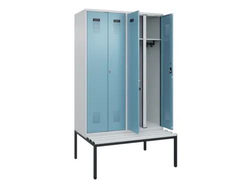 locker met bank,voor scheiding van kleding,HxBxD 2120x1200x815mm,4vak