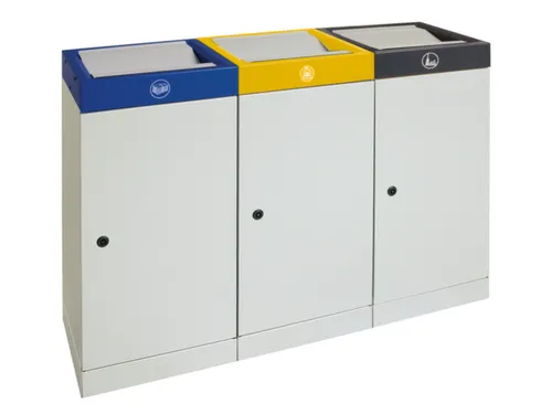 afvalverzamelstation vuurremmend 3x70 liter HxBxD 850x1210x380mm Grijs