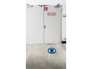 Vloermarkeringssticker Blauw Gebruik Gehoorbescherming 430mm - 2