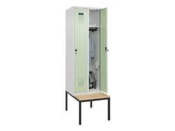 locker met bank,HxBxD 2120x600x815mm,2vak,vak B 300mm,draaigrendel