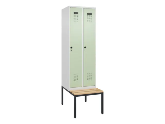 locker met bank,voor scheiding van kleding,HxBxD 2120x600x815mm,2vak