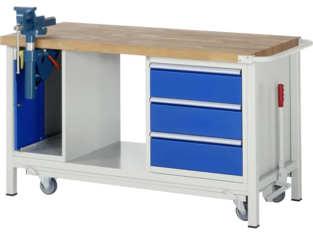 Werkbank Hxbxd 880x1500x700mm Beukenhouten Werkblad 3laden Kast