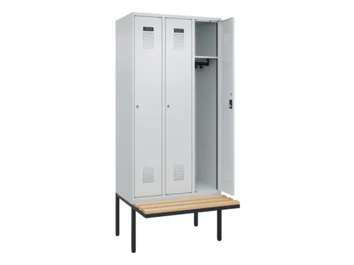 locker met bank,HxBxD 2120x900x815mm,3vak,vak B 300mm,cilinderslot