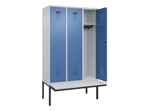 locker met bank,HxBxD 2120x1200x815mm,3vak,vak B 400mm,cilinderslot