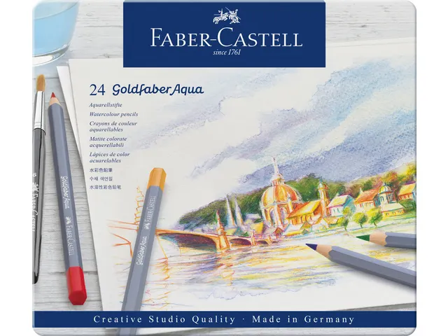 Crayon de couleur Aquarellable Faber-Castell Goldfaber etui 24 pces