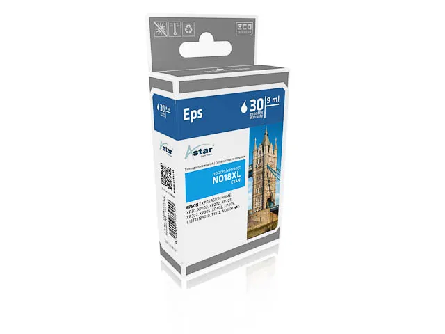 Astar Epson T1812 XP inkt Cyaan HC Rebuilt 450 pagina's 6.6ml