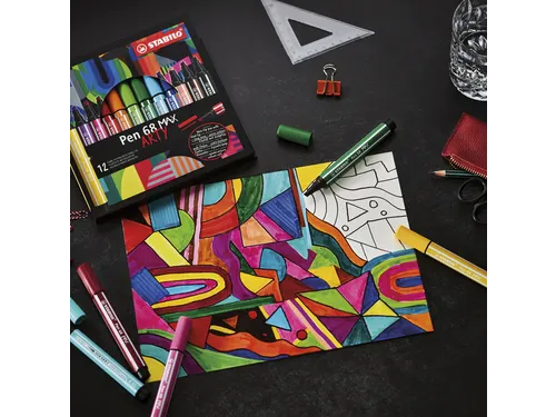 Viltstift STABILO Pen 68 Max Arty assorti etui à 6 stuks