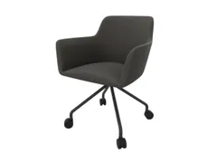 Bezoekersstoel,4-Voet/4Wielen Ronde Buis Donkergrijs,M. Armleuningen