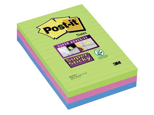 Memoblok 3M Post-it 660 Super Sticky 102x152mm lijn rainbow