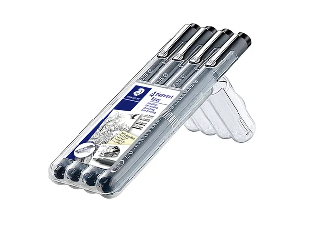 Fineliner Staedtler Pigment 308 Zwart Set 4stuks 0.1-0.7mm