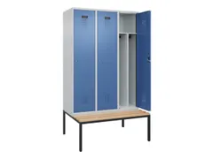 locker met bank,voor scheiding van kleding,HxBxD 2120x1200x815mm,3vak