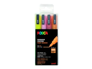 Verfstift Posca PC3M Fijne punt 0,9-1,3mm 4 stuks glitter kleuren warm - 2