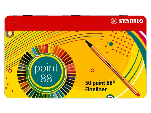 Fineliner STABILO point 88 0.4mm blik à 50 stuks assorti kleuren