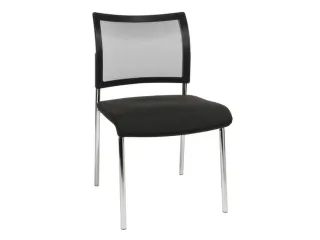 Bezoekersstoel Zitting Zwart Stof Rugleuning Netbekleding Zwart - 2