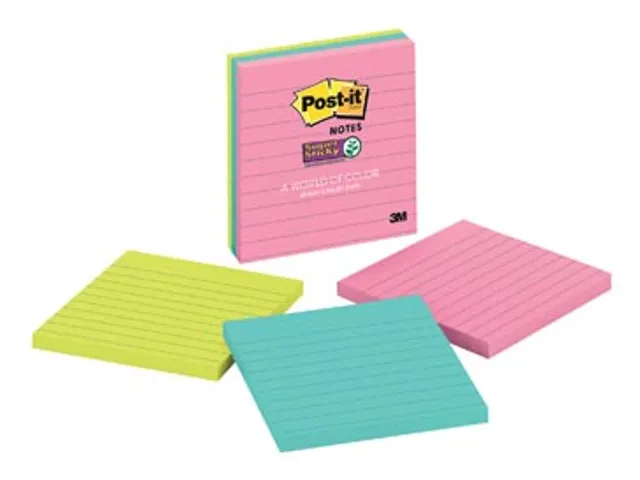 Super Sticky Notes Miami, Ft 101 X 101 Mm, 90 Vel, Pak Van 3 Blokken 