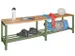 banc-patère,LxP 1500x370mm,barrettes en bois hêtre,piètement RAL601