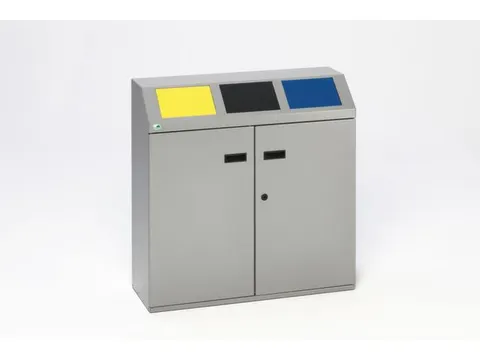 Afvalverzamelstation 3x50 liter Inworpkleppen Geel/Antraciet/Blauw