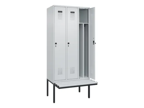 locker met bank,voor scheiding van kleding,HxBxD 2120x900x815mm,3vak