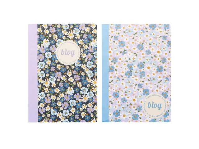 Schrift B'LOG FLOWERS A5 lijn 48vel 90gr krimp 2 stuks 2 motieven