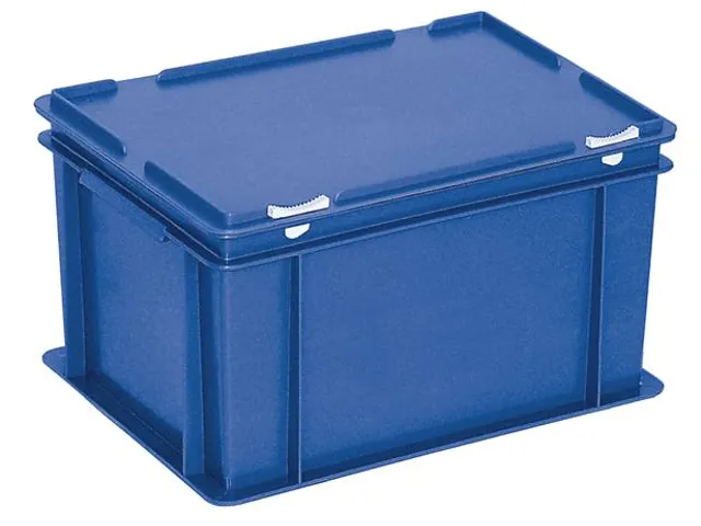 Euronorm Stapelkrat Hxlxb 230X400X300Mm 21L Met Deksel Blauw