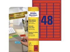 Gekleurde etiketten Avery Zweckform 45.7x21.2mm Rood 960 stuks