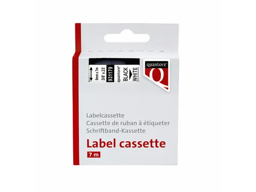 Labeltape Quantore 40913 9mmx7m zwart op wit D1