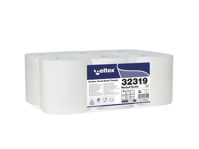 Poetspapier Celtex Centerfeed Midi 2-laags wit 153 meter krimp a 6 rol