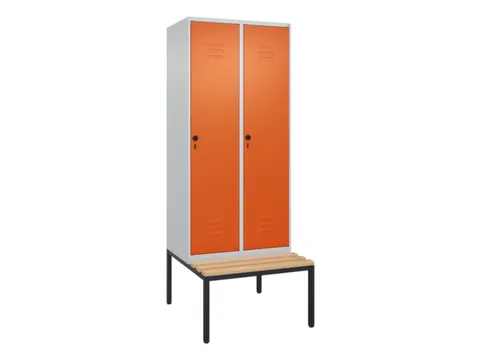 locker met bank,HxBxD 2120x800x815mm,2vak,vak B 400mm,draaigrendel