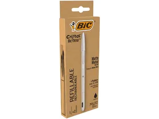 balpen Cristal Re-new, zilveren lichaam zwarte inkt - 2