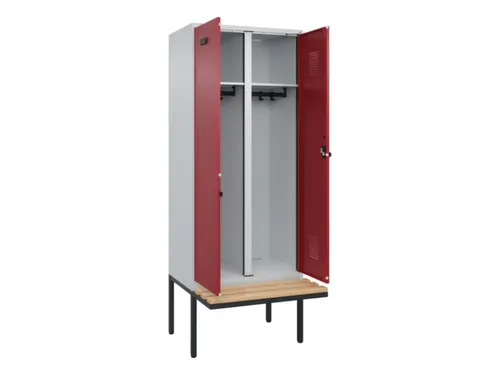 locker met bank,voor scheiding van kleding,HxBxD 2120x800x815mm,2vak