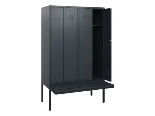locker met bank,HxBxD 1950x1200x815mm,4vak,vak B 300mm,cil.-slot