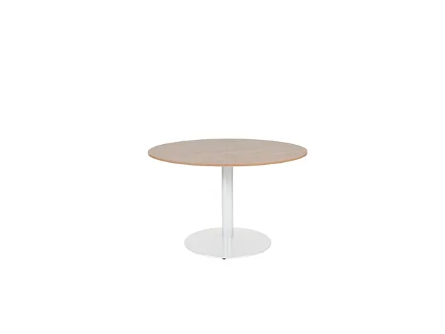 Linesto Vergadertafel Vaste Hoogte 120cm Rond Havana/Kersen 25mm Wit