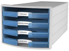 ladenkast HAN Impuls met 4 laden open blauw transparant