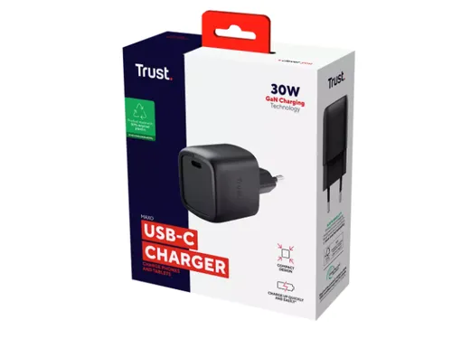 Trust Maxo USB oplader 30W GaN 25519 1x USB zwart
