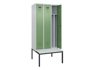 locker met bank,voor scheiding van kleding,HxBxD 2120x900x815mm,3vak - 1