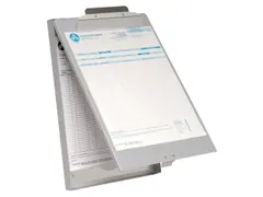 Klembord Westcott met opbergvak aluminium A4 (9 inchx 12 inch) open