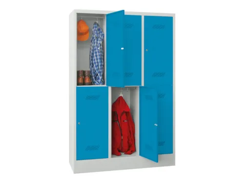 dubbeldekse locker,HxBxD 1850x1200x500mm,3x2vak.,RAL7035,front RAL5012
