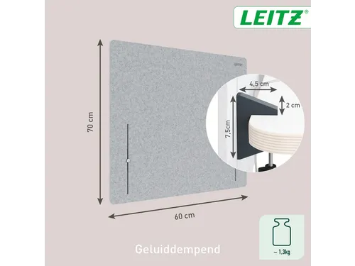Bureauscherm Leitz in hoogte verstelbaar 70x60cm