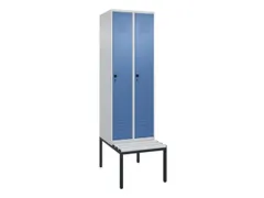 locker met bank,HxBxD 2120x600x815mm,2vak,vak B 300mm,draaigrendel