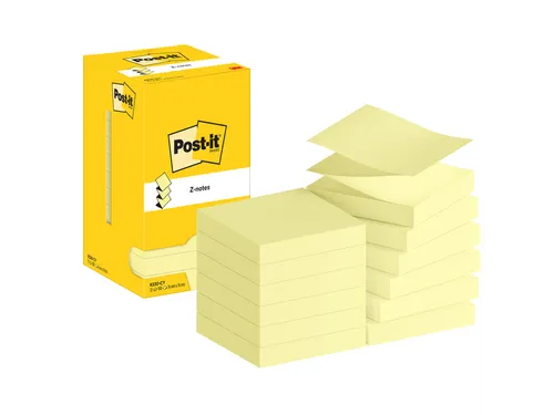 Memoblok Post-it Z-Note R330 76x76mm canary yellow 12 stuks
