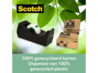Plakbandhouder Scotch C38 recycled zwart + 3rol magic tape 900 19mmx33 - 6