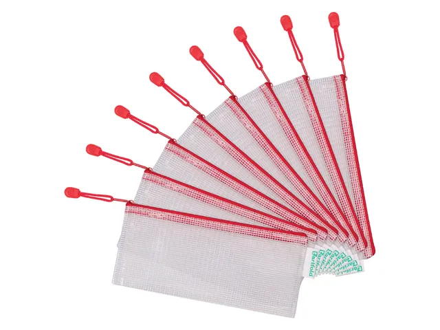 Opbergtas Tarifold met rits 250x115mm PVC rood