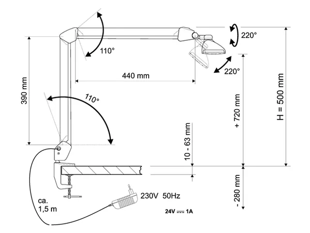Bureaulamp Maulwork wit dimbaar