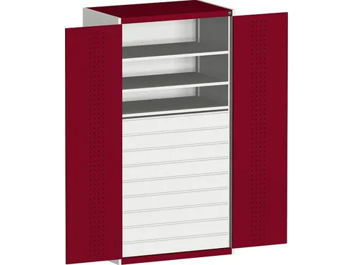 systeemkast 2000x1050x650mm 3xStalen bodem 9laden Ral7035 Ral3004