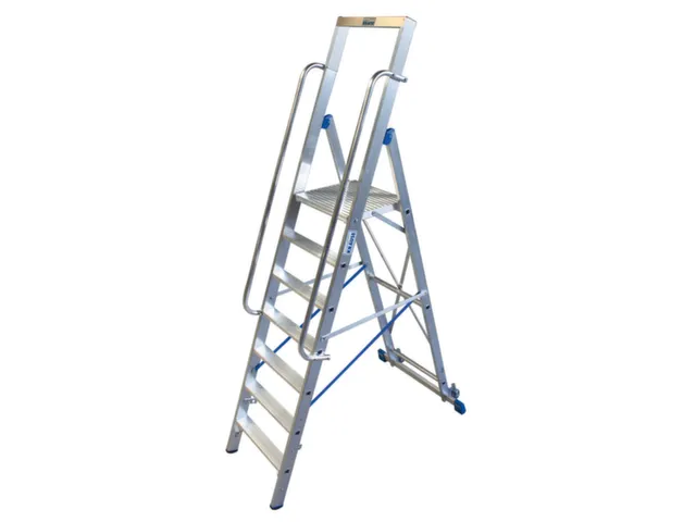 verrijdbare treden-platformladder eenzijdig 7treden stand H 1 65m